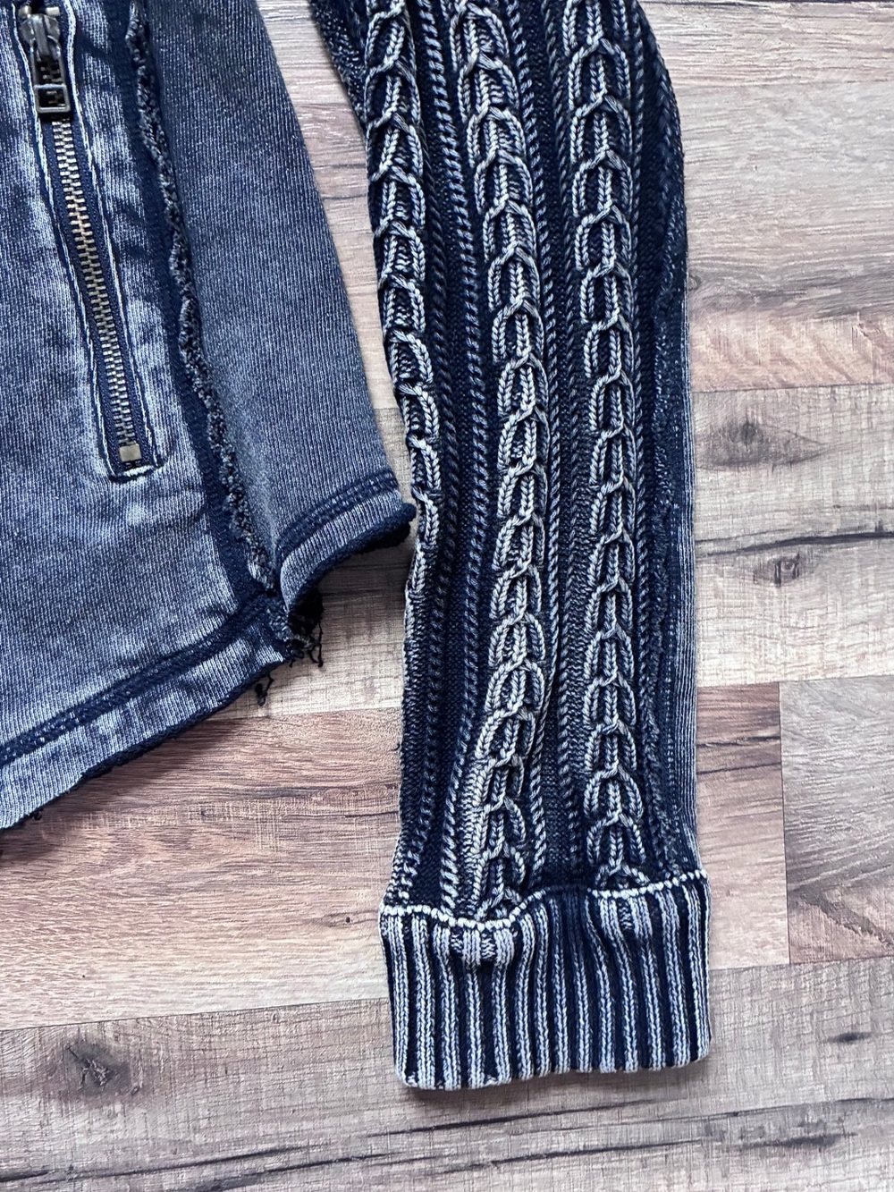Free People Distressed Moto Cotton Jacket/Sweater - Picture 5 of 15